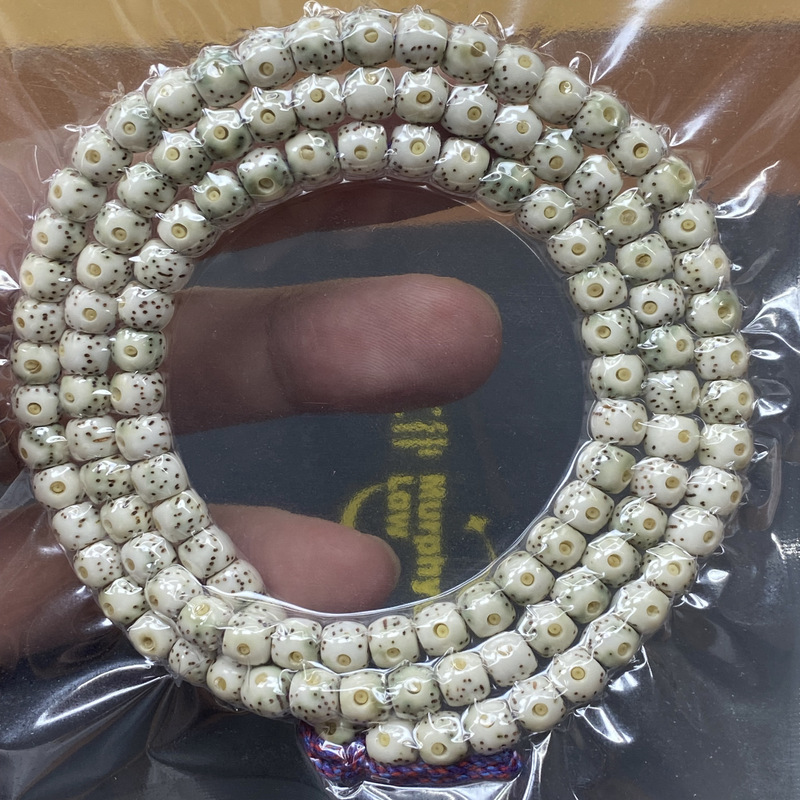 Hainan Selected Star and Moon Bodhi Old Fruit Beads, Stone and Jade Material, Double White Barrel Beads, Round Beads, 108 Buddha Beads for Counting