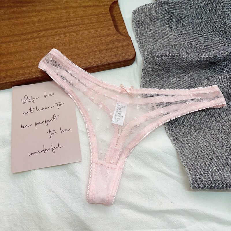 Thong Panties for Women, Sexy Solid Color Transparent Mesh Underwear, Thin Low-Rise New T-Pants, Comfortable Plus Size T-Back, European and American Style
