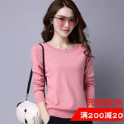 Mùa thu và mùa đông áo len mới của phụ nữ cổ thấp tròn áo len cashmere áo len ngắn đoạn văn rắn màu mỏng mảnh đáy áo