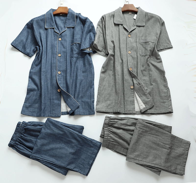 Bộ đồ ngủ cotton nam mùa xuân và mùa thu không in đôi nam nữ tay dài mùa hè mỏng phần tay ngắn sợi cotton dịch vụ nhà kích thước lớn đồ ngủ nữ