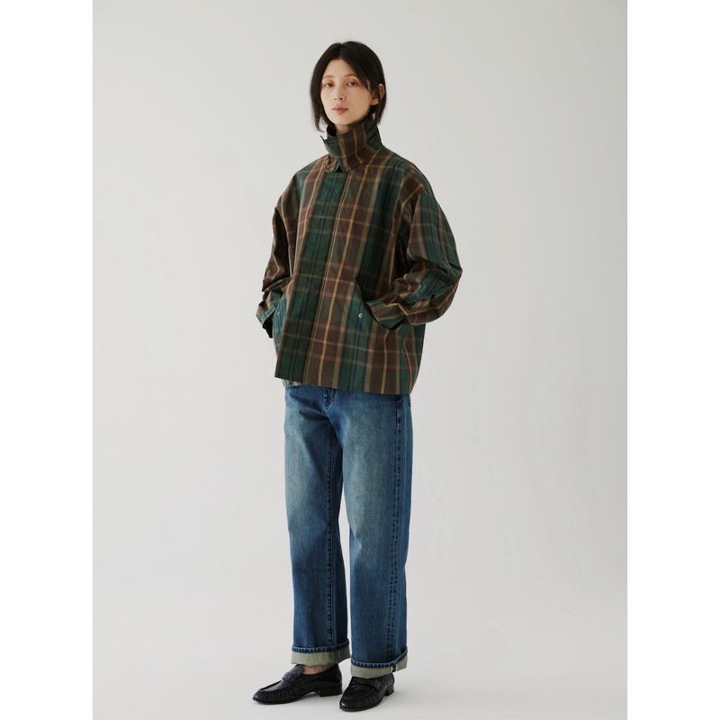 Record Yourself Wax Coat British Imported Dry Wax Crisp Retro Green Plaid Jacket Record Yourself Wax Coat British Imported Dry Wax Crisp Retro Green Plaid Jacket