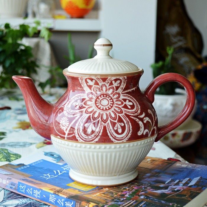 Defect Clearance French Country Old Embossed Ceramic Pot Flower Romance Coffee Pot Juice Pot Cold Water Pot - Taobao