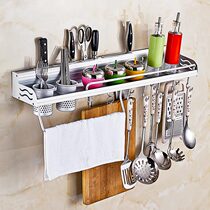 Punch-free kitchen supplies tableware rack space aluminum knife holder guardrail multifunctional storage chopspoon shovel hanger