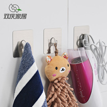 Shuangqing incognito wall hanging hook Repeated hook Kitchen nail-free and punch-free bathroom waterproof sticky hook 4 hooks