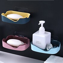 Seamless paste wall drain soap box on the wall double-layer soap box soap holder punch-free bathroom shelf