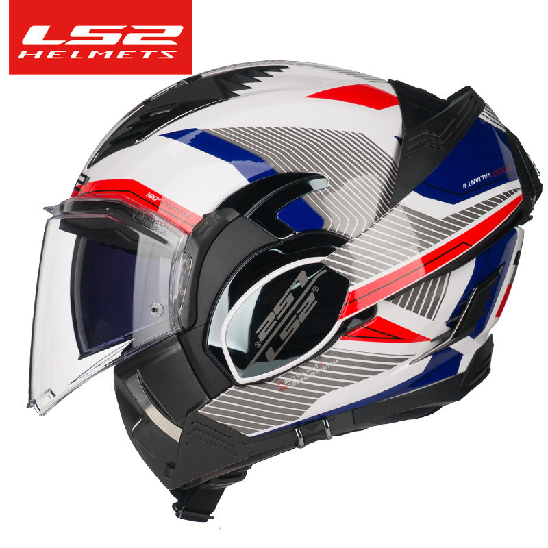 2020 new LS2 backflip unveiling helmet men's and women's locomotive hard hat locomotive full helmet double lens running helmet anti-fog