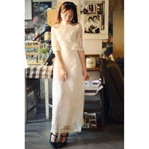 Jasmine Cheongsam five-point sleeves long lace cheongsam-style dress Dress Dream wedding