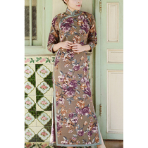 Jasmine cheongsam winter wide edged seven-point sleeve long retro woolen cheongsam year