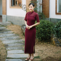 Jasmine cheongsam four-point sleeve full cardigan no provincial vintage daily chiffon cheongsam