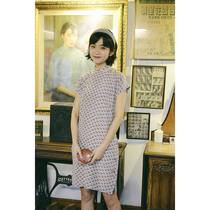 Jasmine cheongsam short sleeve back zipper short daily modified cotton silk cheongsam cheese girl