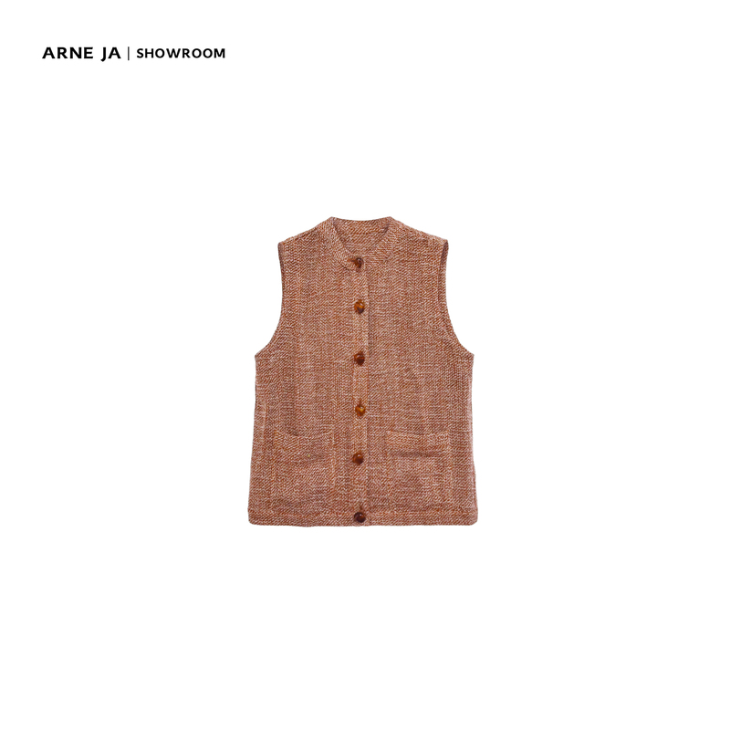 「Arne Ja」Natural Linen Italian Floral Yarn Vest for Women, Woven Retro Sleeveless Top D61Sw3070 「Arne Ja」Natural Linen Italian Floral Yarn Vest for Women, Woven Retro Sleeveless Top D61Sw3070