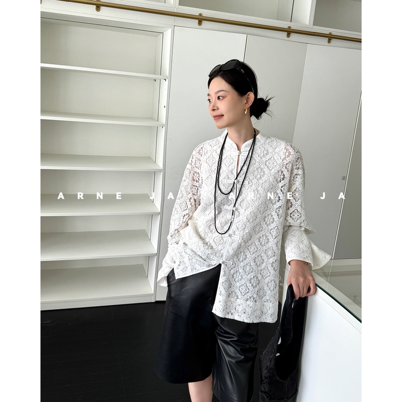 「Arne Ja」“Light Orientalism” Water-Soluble Lace Curly Pattern Embossed Exquisite Shirt D53Sc1203 「Arne Ja」“Light Orientalism” Water-Soluble Lace Curly Pattern Embossed Exquisite Shirt D53Sc1203