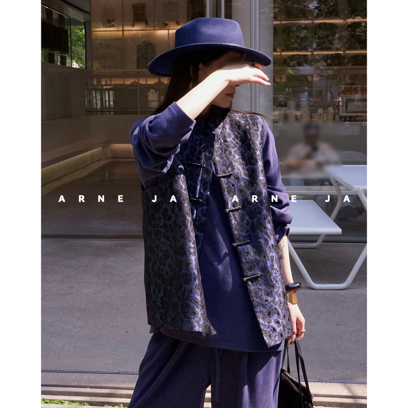 「Arne Ja」Classic Modern Wild Leopard Print Fusion Oriental Style Vest D63Ss4005 「Arne Ja」Classic Modern Wild Leopard Print Fusion Oriental Style Vest D63Ss4005
