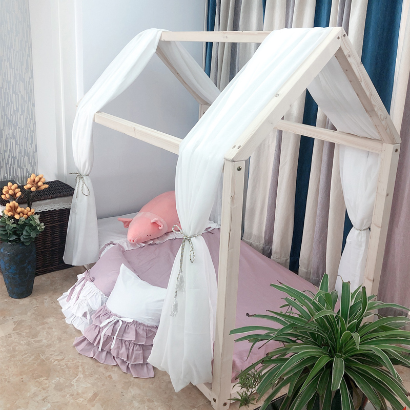 Wooden House Bed Mantle Gaming House Bed Curtain Photography Props Children Tent Mosquito Nets INS Teenage Hearts Decorative headboard yarns