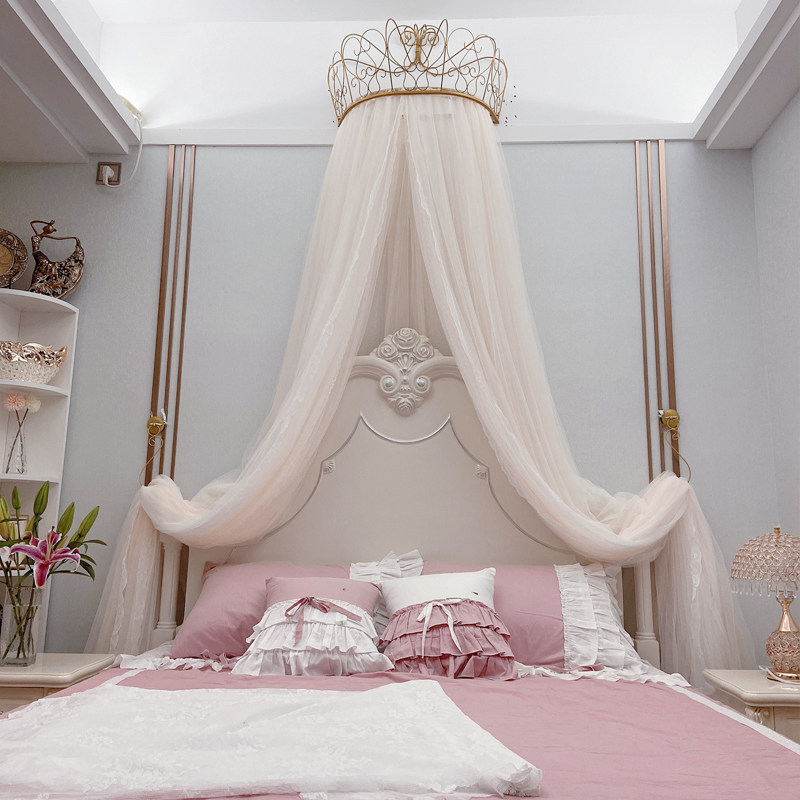 Simple children's tent princess style crown mosquito net baby girl room bedside decoration background yarn homestay dream bed curtain