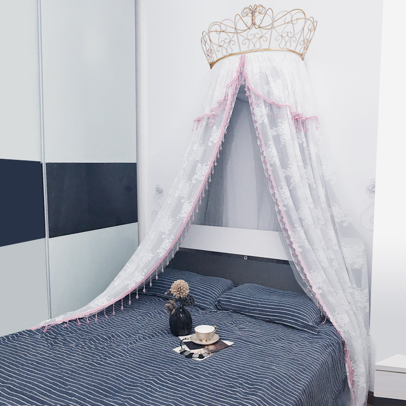 Princess Lace Bed Mantle Bed Head Yarn Tent Cute Powder Blue Beauty Yard Folk home Decorative Background Yarn Fresh Mosquito Net