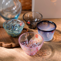 Spot Japanese imported Tsutsu light glass handmade Japanese five-color glass glass clear wine glass four-season cup gift box
