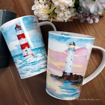 Spot DUNOON Danon British bone China mug large capacity ocean cup Couple water cup warm heart lighthouse