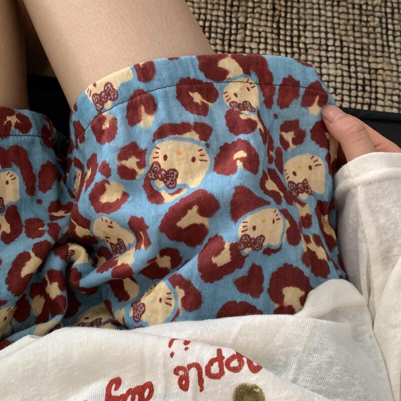 Cute Cartoon A-Grade Pure Cotton Double-Layer Gauze Sleep Shorts for Women, Summer Casual Shorts That Can Be Worn Outside for Walking or as Home Pants Cute Cartoon A-Grade Pure Cotton Double-Layer Gauze Sleep Shorts for Women, Summer Casual Shorts That Can Be Worn Outside for Walking or as Home Pants