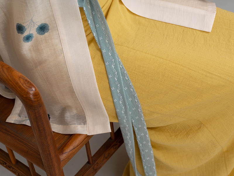 [in Stock] Gardenia Yellow Two-Piece Skirt Cotton Linen Breathable Song Dynasty Style Hanfu Skirt Versatile for Daily Wear Peach Blossom Lane