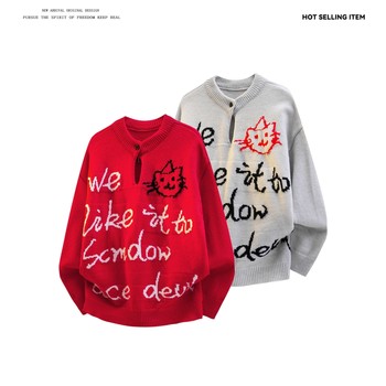 Printed simple long-sleeved women's lazy sweater pullover trendy harajuku literary street sweater new versatile single piece Printed simple long-sleeved women's lazy sweater pullover trendy harajuku literary street sweater new versatile single piece