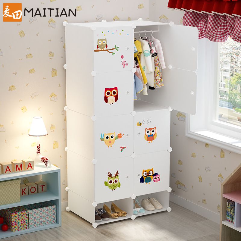 Children's wardrobe cartoon baby baby child simple cloth wardrobe plastic assembly storage storage cabinet economical