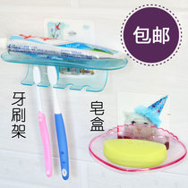 Electrostatic film toothbrush holder hanger soap box set suction wall drain soap box toothbrush toothpaste holder strong sticky