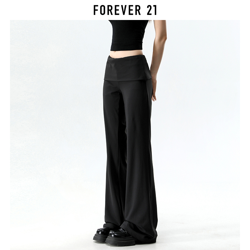 Forever 21 American Style Spicy Girl Black Flared Casual Pants for Women, New Summer Low-Waist Slim Fit Yoga Pants