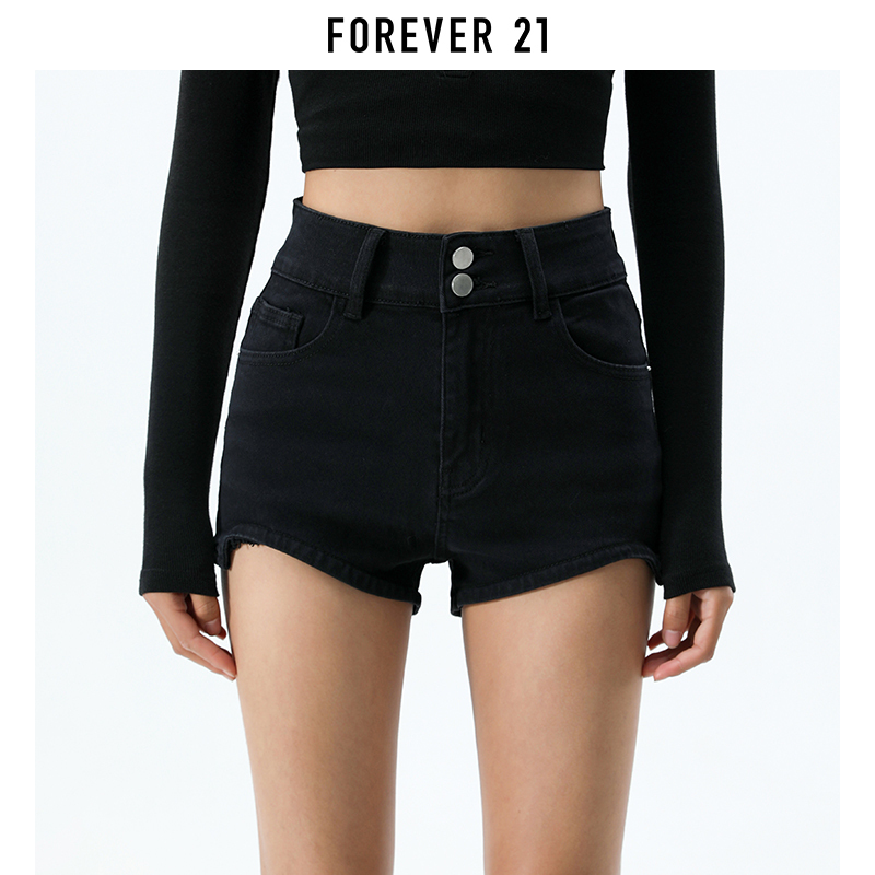 Forever 21 American Style Hot Girl Black Denim Shorts for Women, New Summer High-Waisted Slimming Hip-Covering Hot Pants Forever 21 American Style Hot Girl Black Denim Shorts for Women, New Summer High-Waisted Slimming Hip-Covering Hot Pants