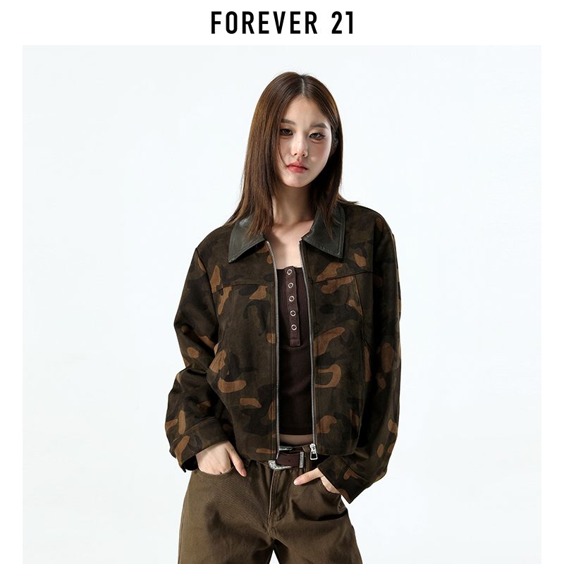 Forever 21 American Style Spicy Girl Workwear Lapel Short Jacket Women's Spring New Loose Versatile Jacket Top