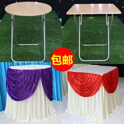 Wedding props Champagne tower tablecloth Folding square table Round table Hotel banquet all-match tablecloth Wedding tablecloth
