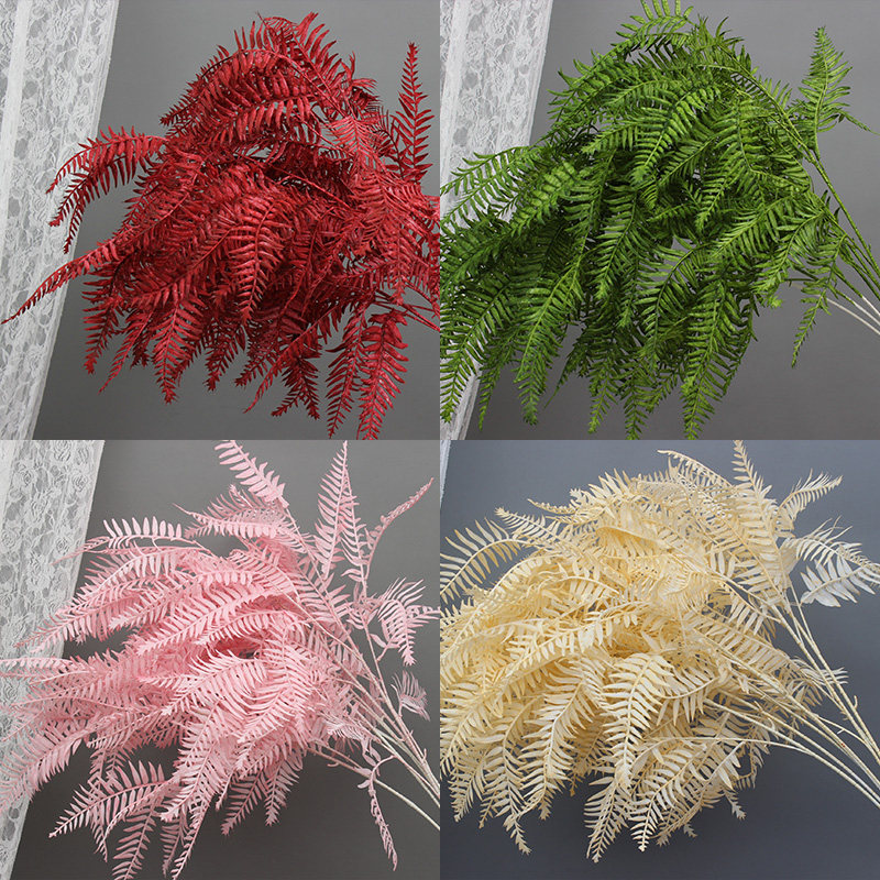 Simulation Persian Leaf Red Champagne Single Branch Fern Grass Wedding Celebration Stage Background Decoration Wedding Hall Ceiling Road Leading Flower Arrangement-Taobao