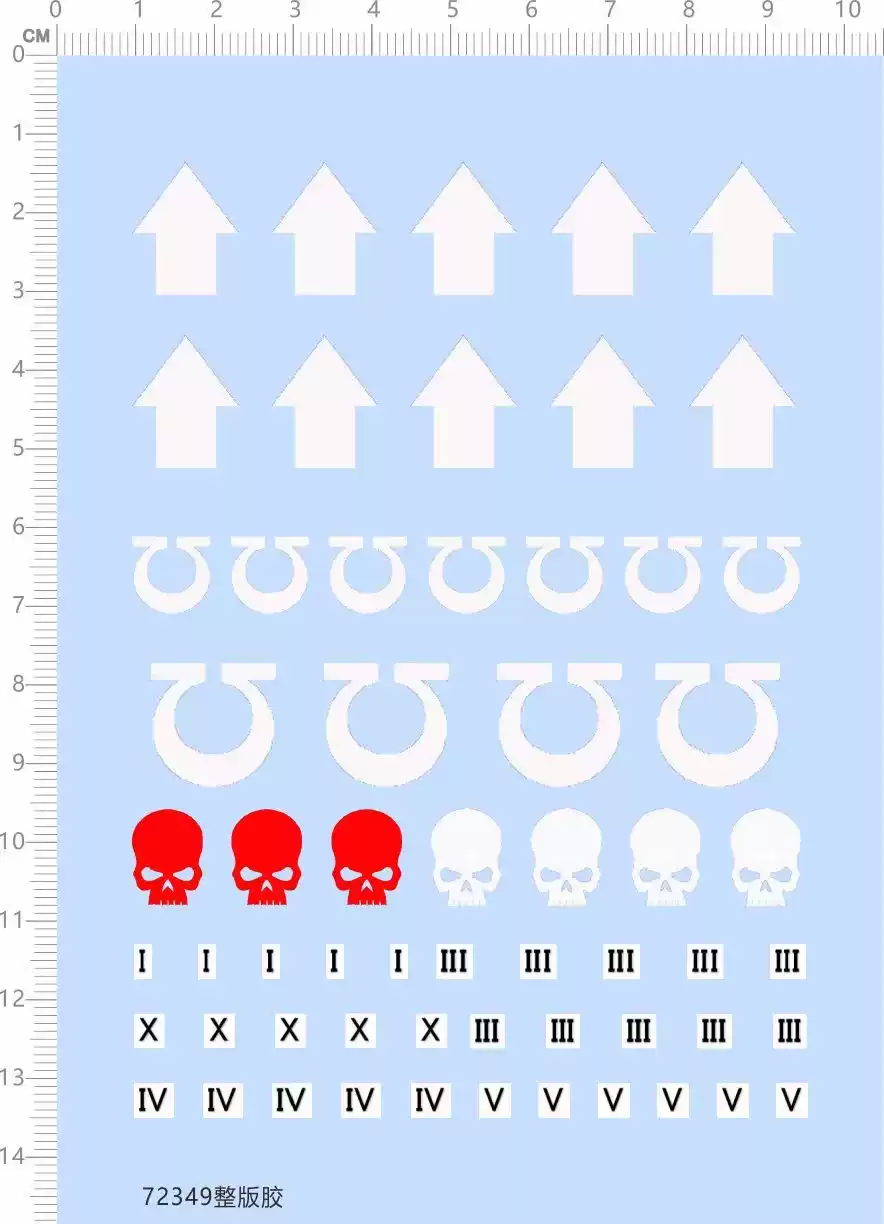 军事模型战锤/数字/骷髅头/装饰贴(通用图案).专用水贴【72349】, image size:884x1224