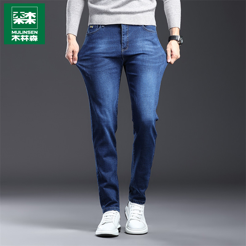 Wood Linson Summer Thin men's jeans Supper with small feet Elastic Men Pants Spring Dress New Business Casual Long Pants