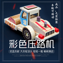 Childrens wooden toy engineering truck road roller crane Forklift loader excavator excavator crane toy car model