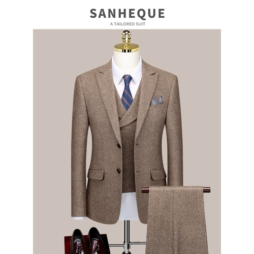 Мужской шерстяной классический костюм, ретро пиджак классического кроя, платье, в корейском стиле, делается под заказ