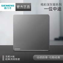 Siemens one-way multi-control switch Haocai dark gray silver type 86 household wall socket panel whole house package