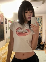 Брендовая дизайнерская весенняя милая короткая футболка, в корейском стиле, облегающий крой