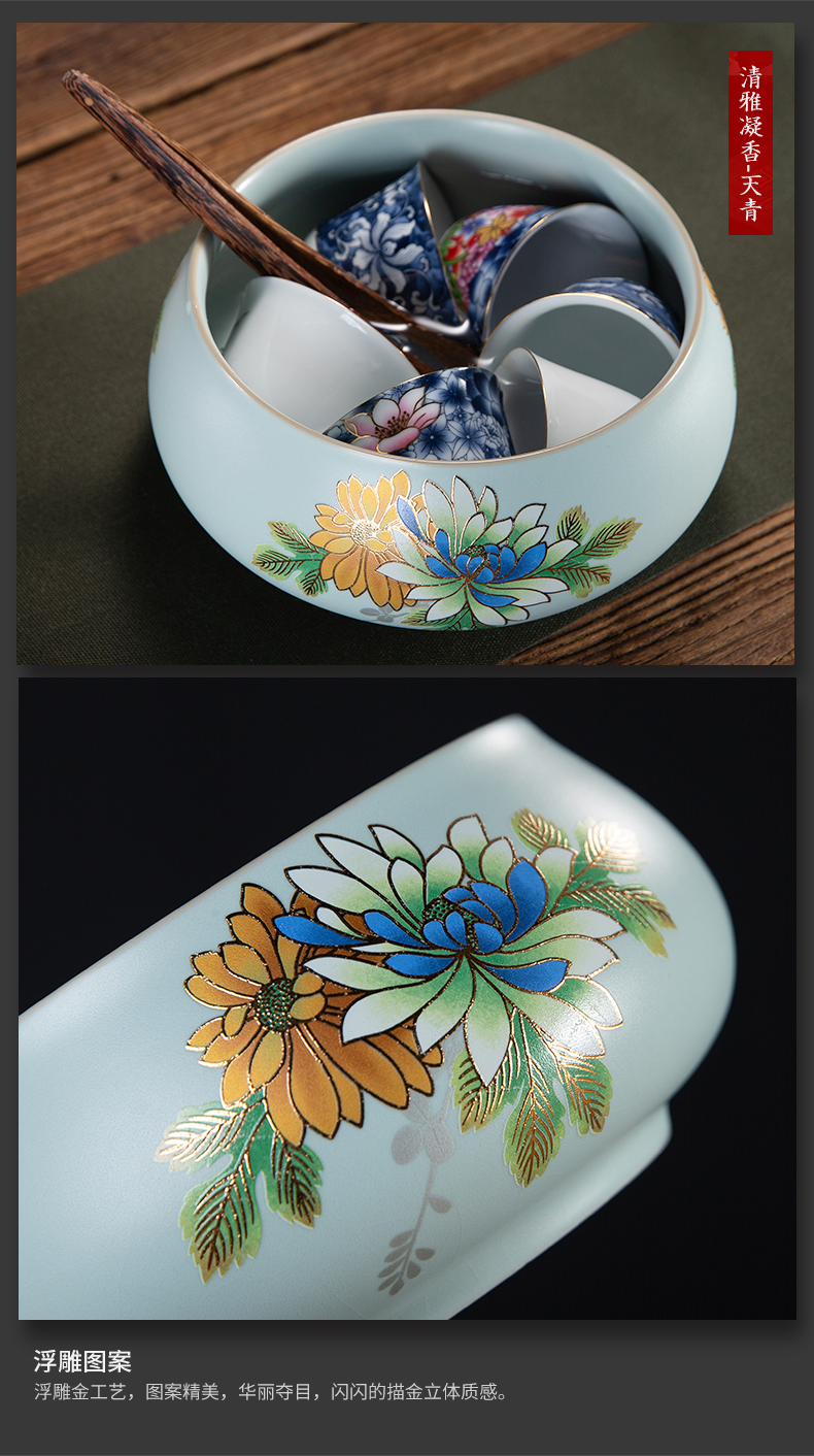 Your up tea to wash to the small wash bowl in ceramic household blue and white writing brush washer wash cup tea vessel spare parts