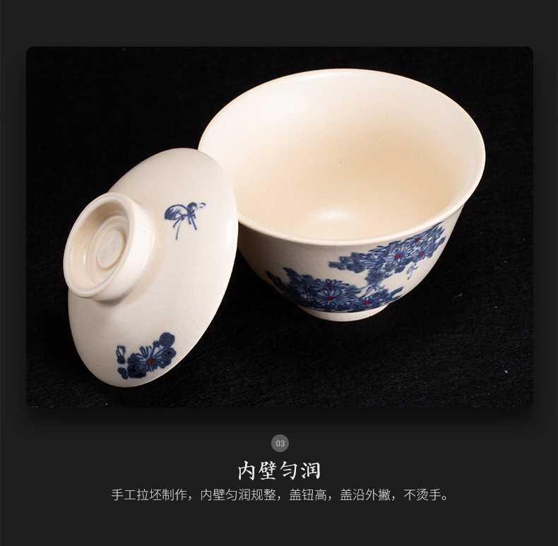 Tureen all hand bowl cups small tea set of household ceramic white porcelain teapot kung fu three bowls of individual