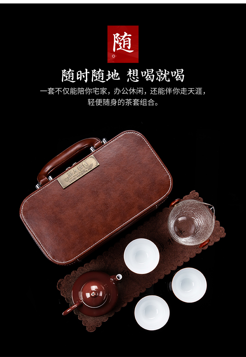 Jingdezhen travel tea set lazy easy crack cup portable bag white porcelain ceramic tourism kung fu teapot