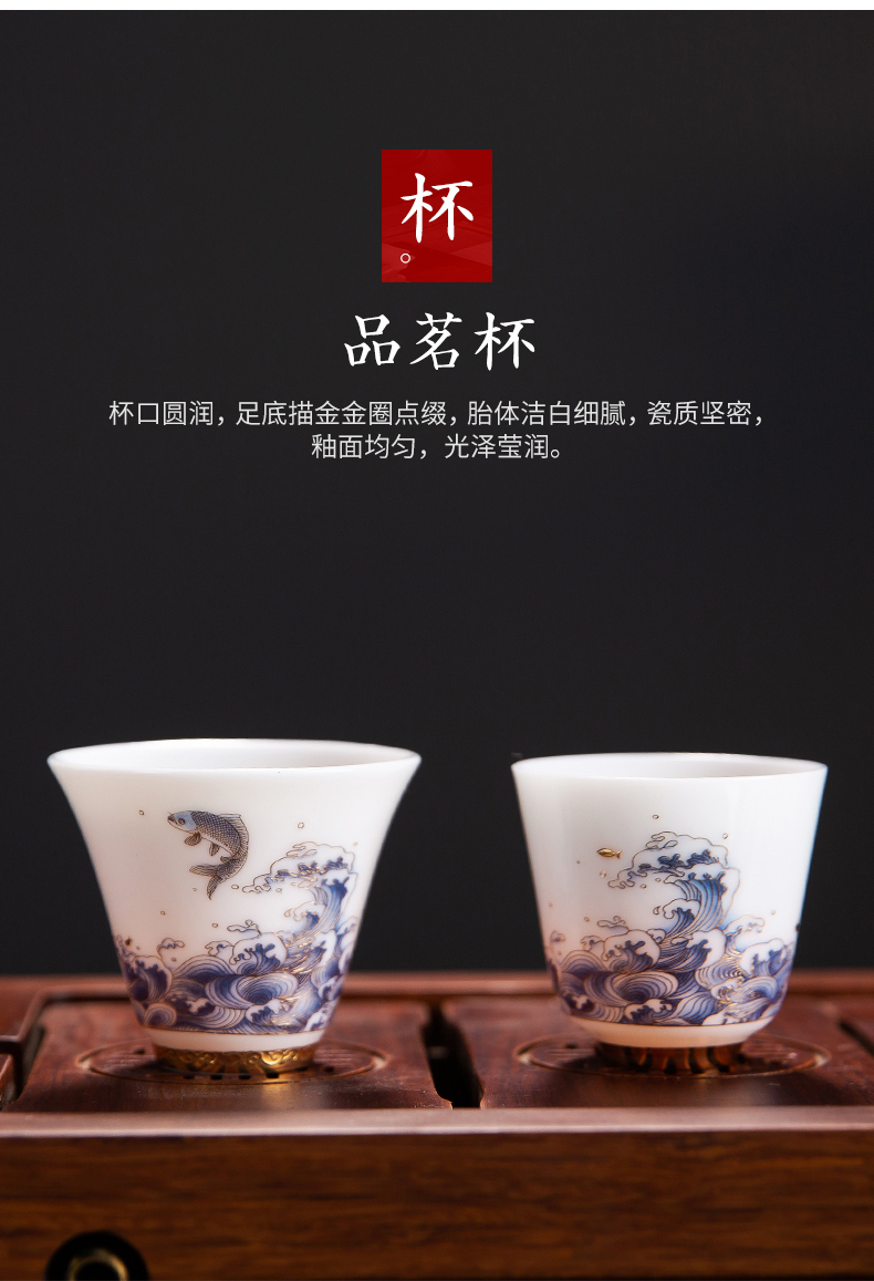 Suet jade porcelain tea set the see colour of household white porcelain tea set ceramic kung fu tea tureen of a complete set of the teapot