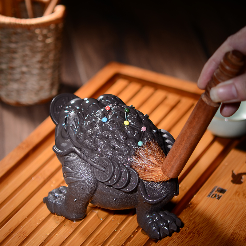 Morning tea auspicious play tea pet yixing purple sand tea set accessories high back toad spittor furnishing articles large