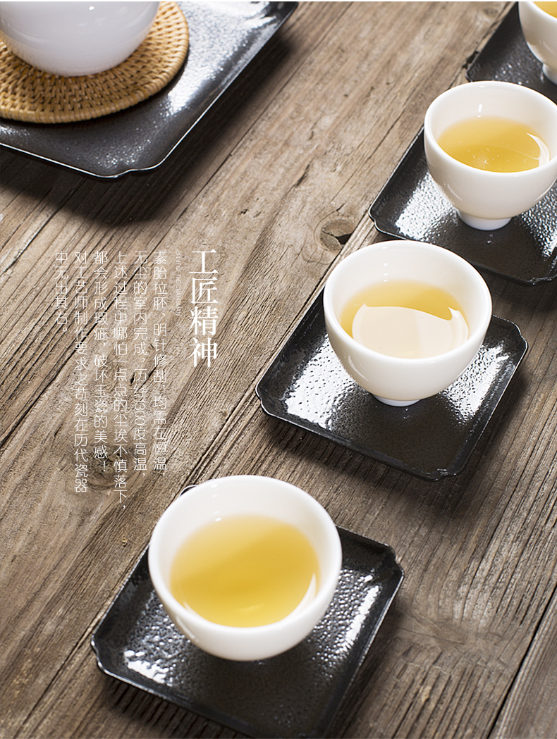 Jade porcelain dehua suet white porcelain tea set personal sample tea cup host big glass ceramic small single cup from the lamp