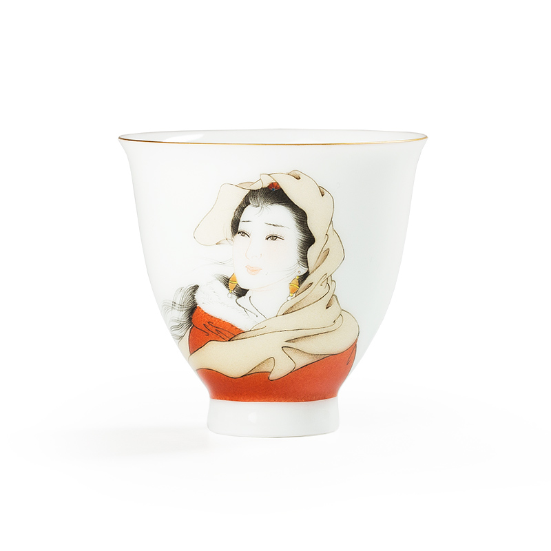 Four beauties of jingdezhen ceramic sample tea cup hand - made pastel masters cup kung fu tea cup single cup by hand