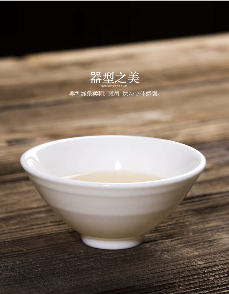 Jade porcelain dehua suet white porcelain tea set personal sample tea cup host big glass ceramic small single cup from the lamp