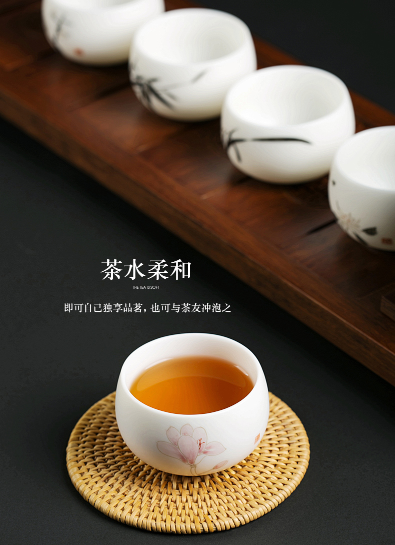 Dehua porcelain jade suet white porcelain ceramic lamp that upset people tea cup hand - made teacup sample tea cup masters cup