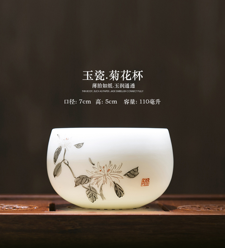 Dehua porcelain jade suet white porcelain ceramic lamp that upset people tea cup hand - made teacup sample tea cup masters cup