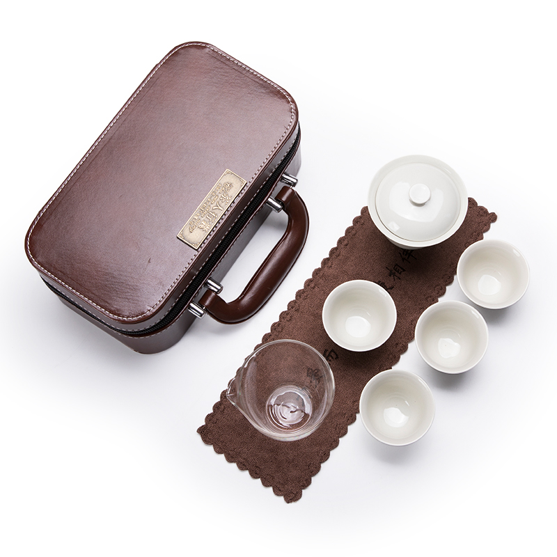 Travel tureen tea tea set suit portable package crack glass ceramic is suing tourism kung fu tea set a complete set of 4 people