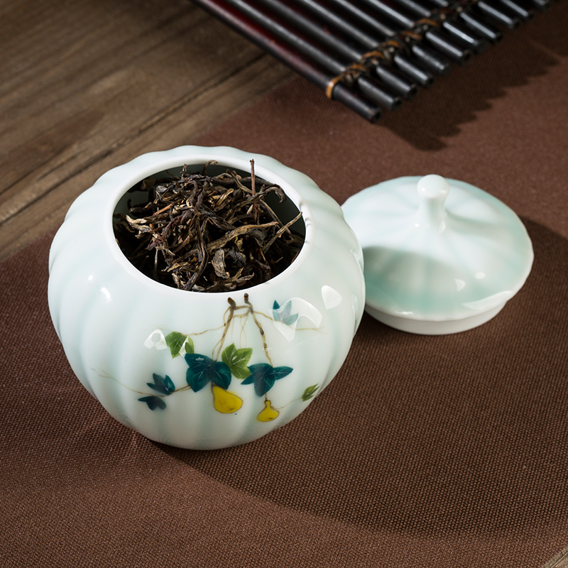 Caddy fixings warehouse sealed storage storage POTS jingdezhen hand - made ceramic tea pu - erh tea can travel tea boxes